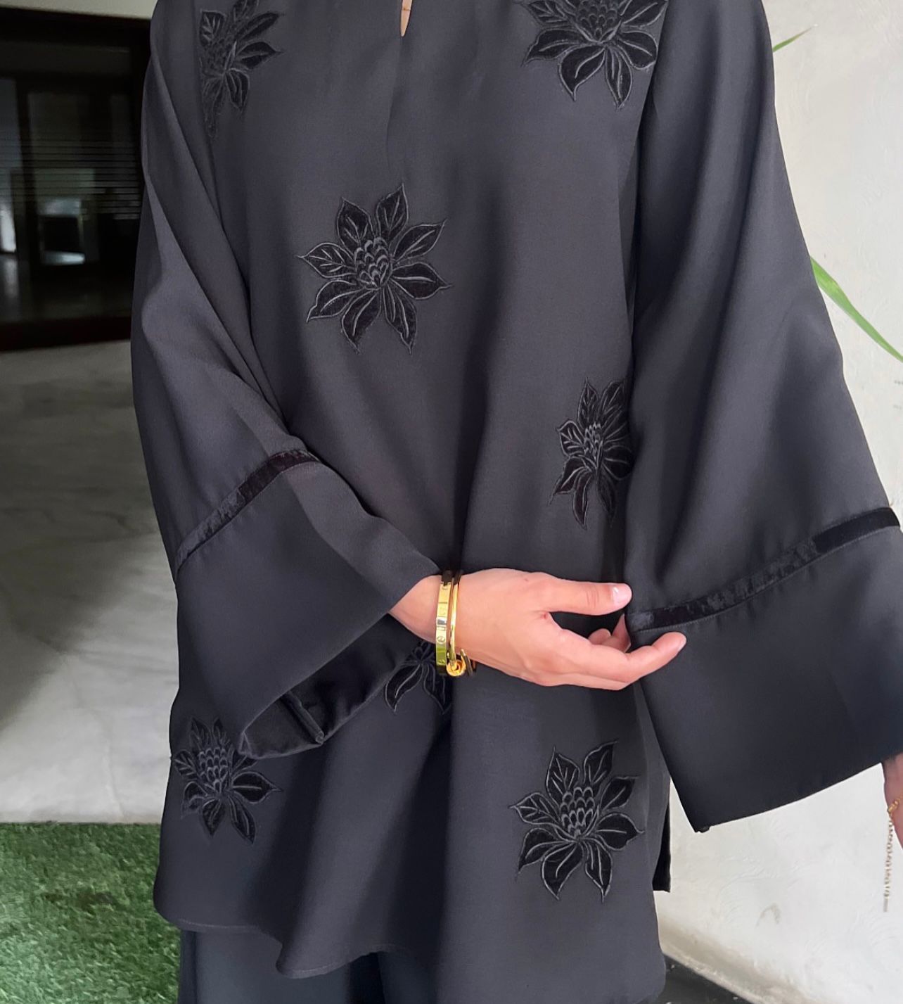 Black embroidered dress