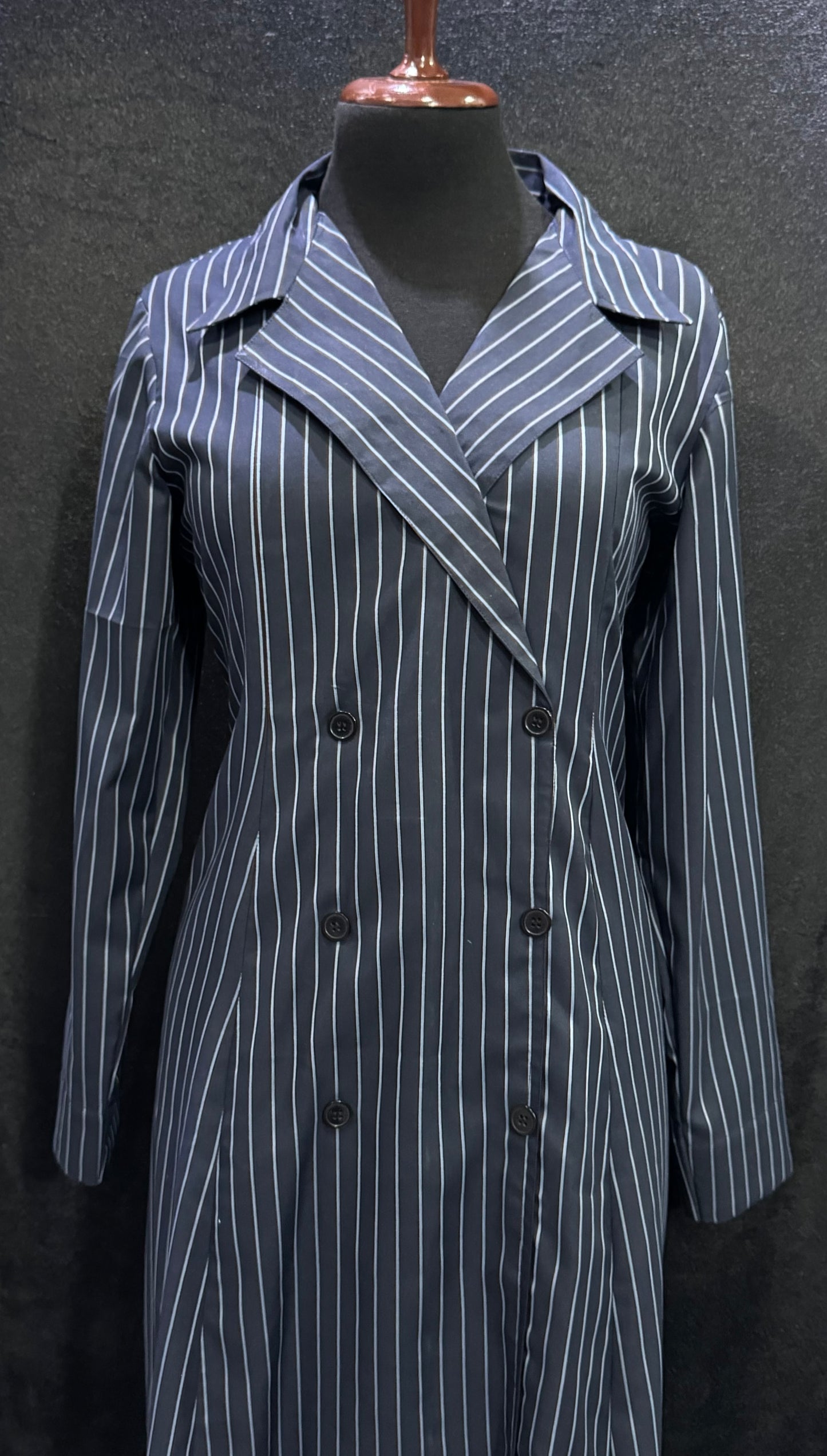 Midnight Pinstripe Trench