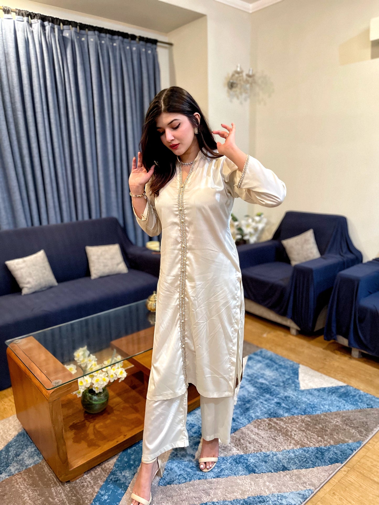 CREAM SHALWAR KAMEZ