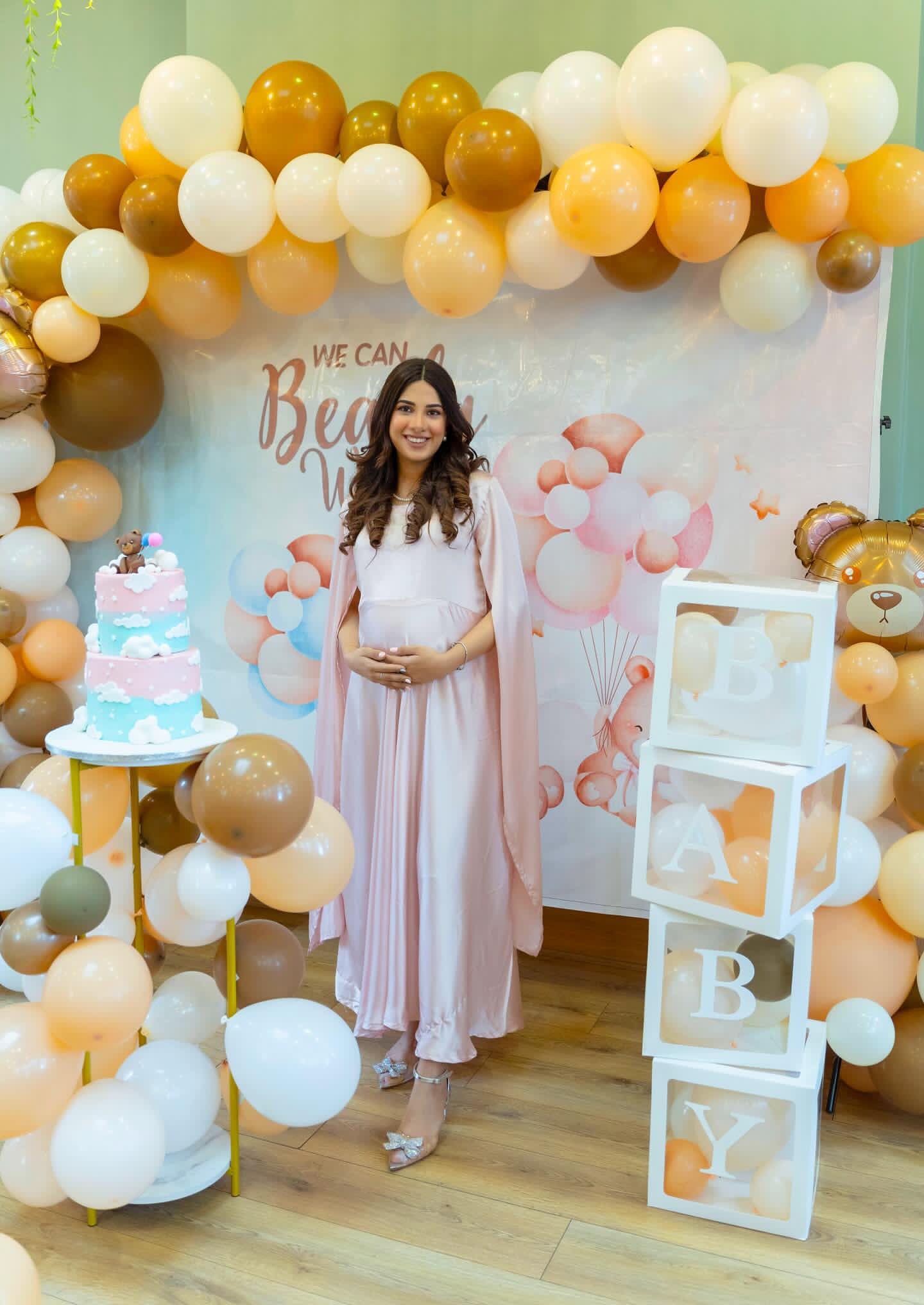 Baby pink evening gown