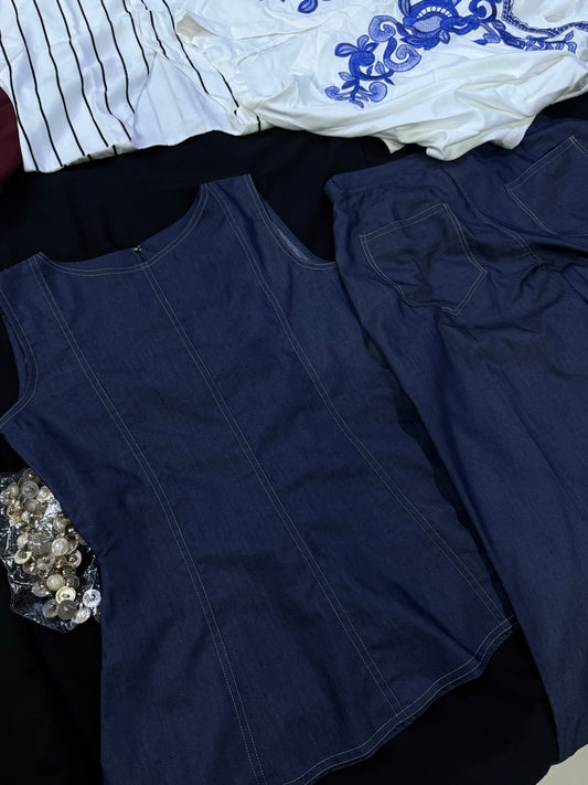 Denim peplum set